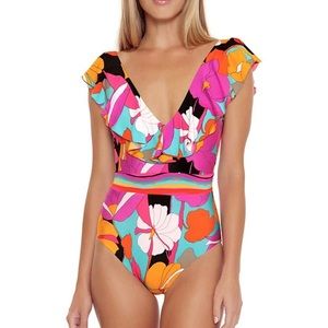 NWT Trina Turk Gemini Ruffle Maillot size 14